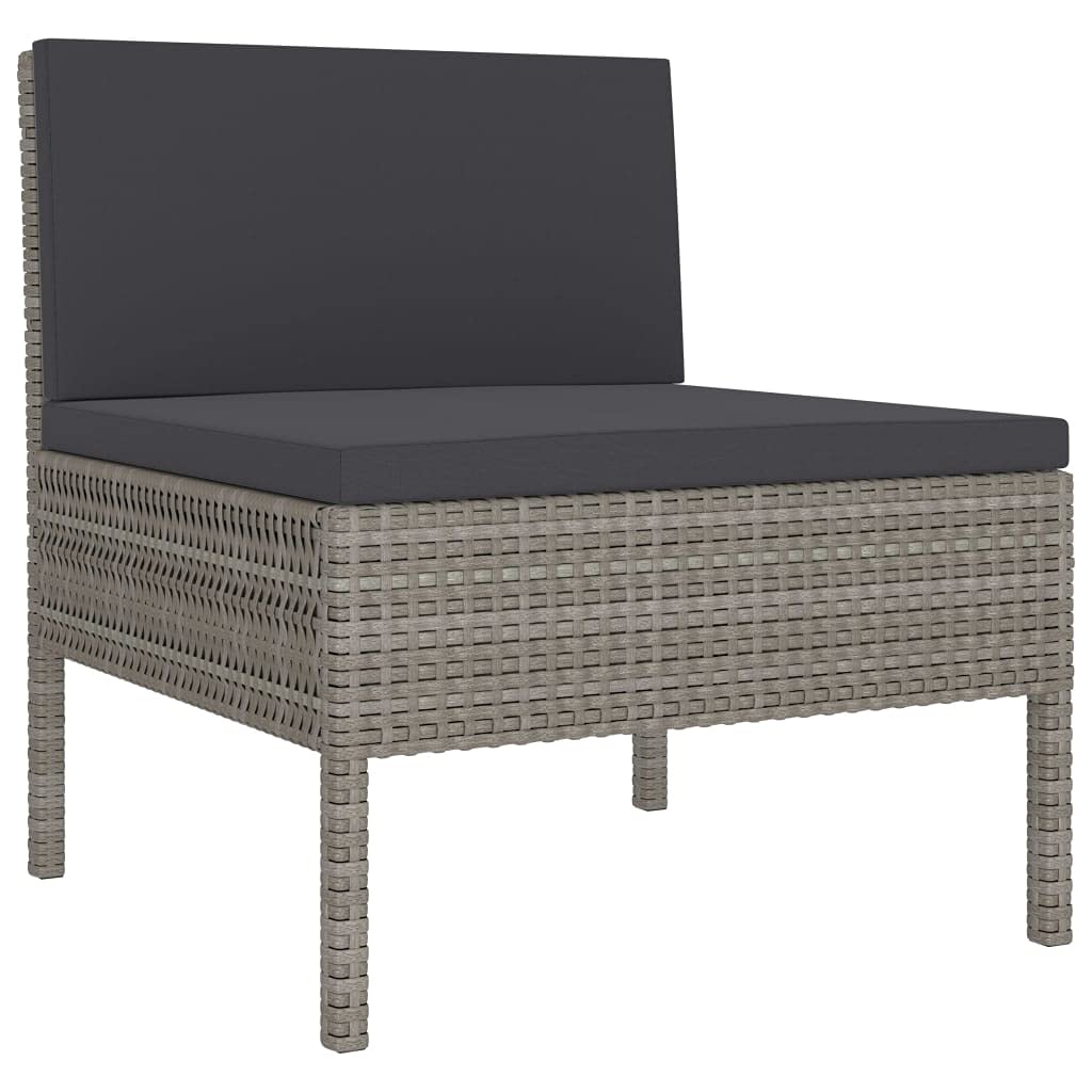 Set sala da giardino con cuscini, in polyrattan, grigio, per giardino, terrazza, balcone, numero di articoli 210200
