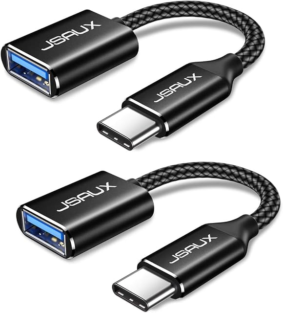 JSAUX Adapter USB C na USB 3.1 [2 sztuki] OTG typ C, kabel kompatybilny z Samsung Galaxy S20, S10, S9, Note 10, A5 2017, Huawei P30 P20 Lite Mate 30 20 Pro, MacBook Pro 2018/2017/Air 2018, czarny