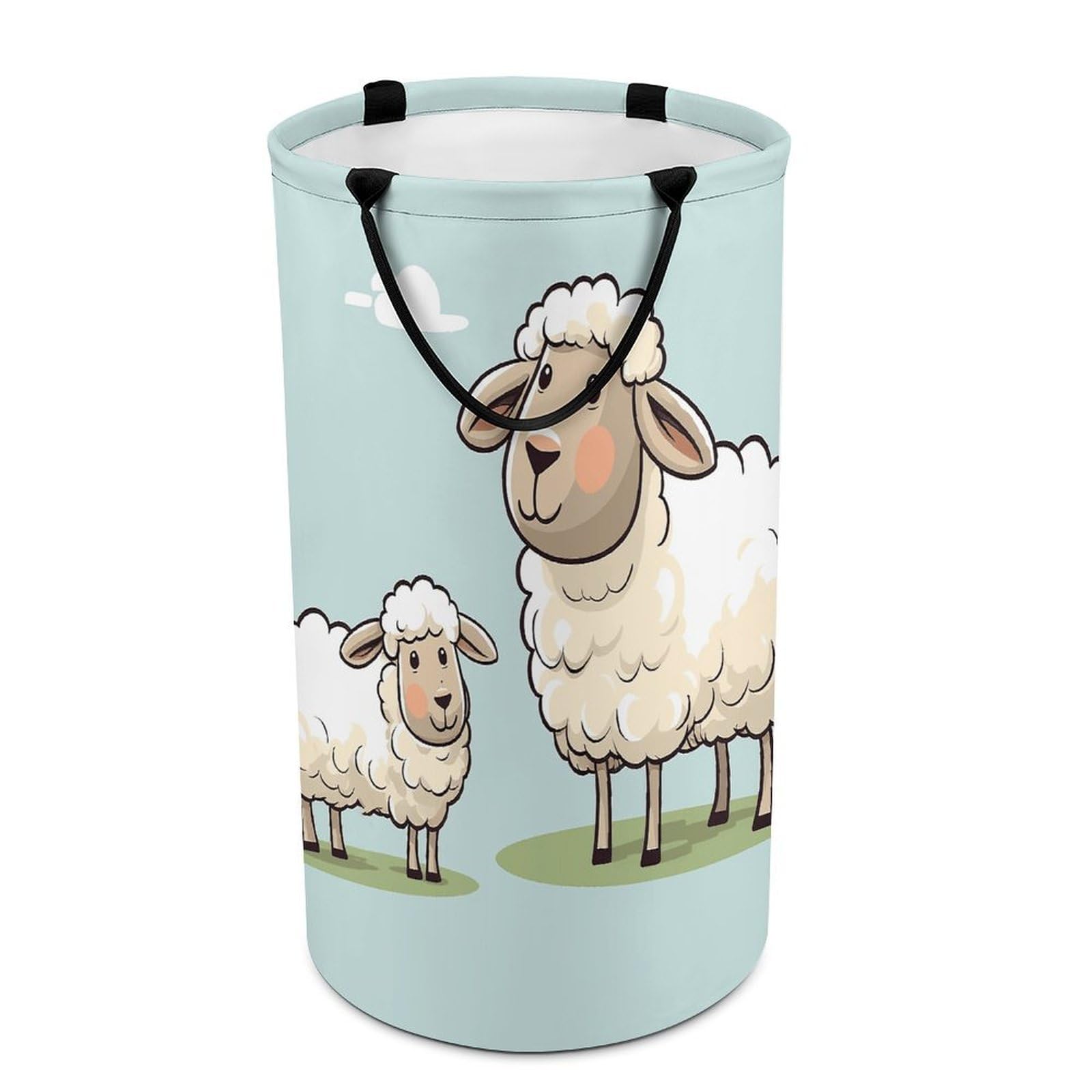 Adfgyerh Style Sheep And Lamb Cartoon Laundry Basket ，Foldable Waterproof Model ，Laundry Hamper ，Handles On Both Sides Easy To Move ，Storage Basket For Bedroom, Bathroom, Dorm, Laundry Room.