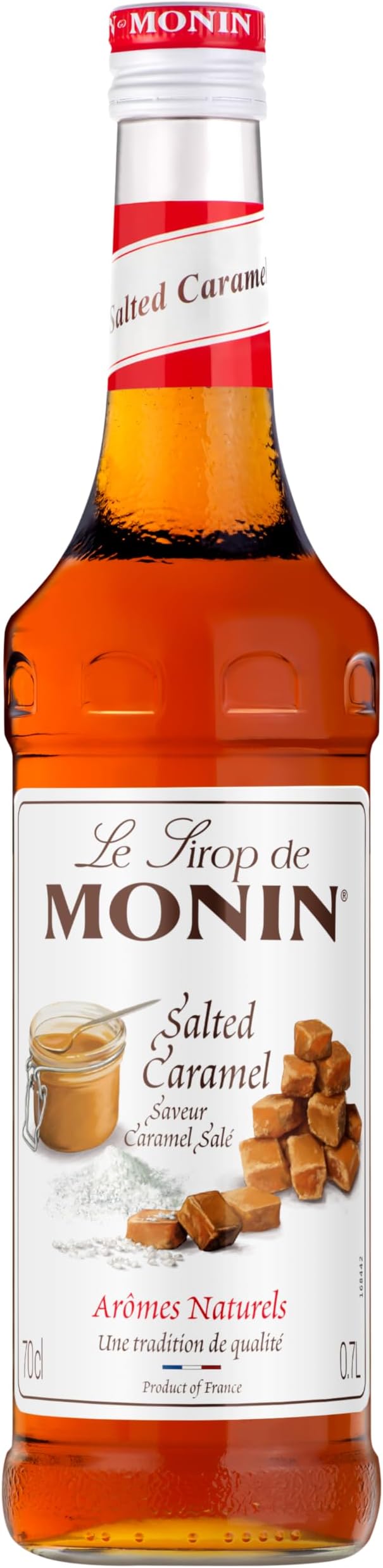 MONIN Premium Salted Caramel Syrup 700ml for Coffee and Cocktails. Vegan-Friendly, Allergen-Free, 100% Natural Flavours and Colourings. Salted Caramel Coffee Syrup