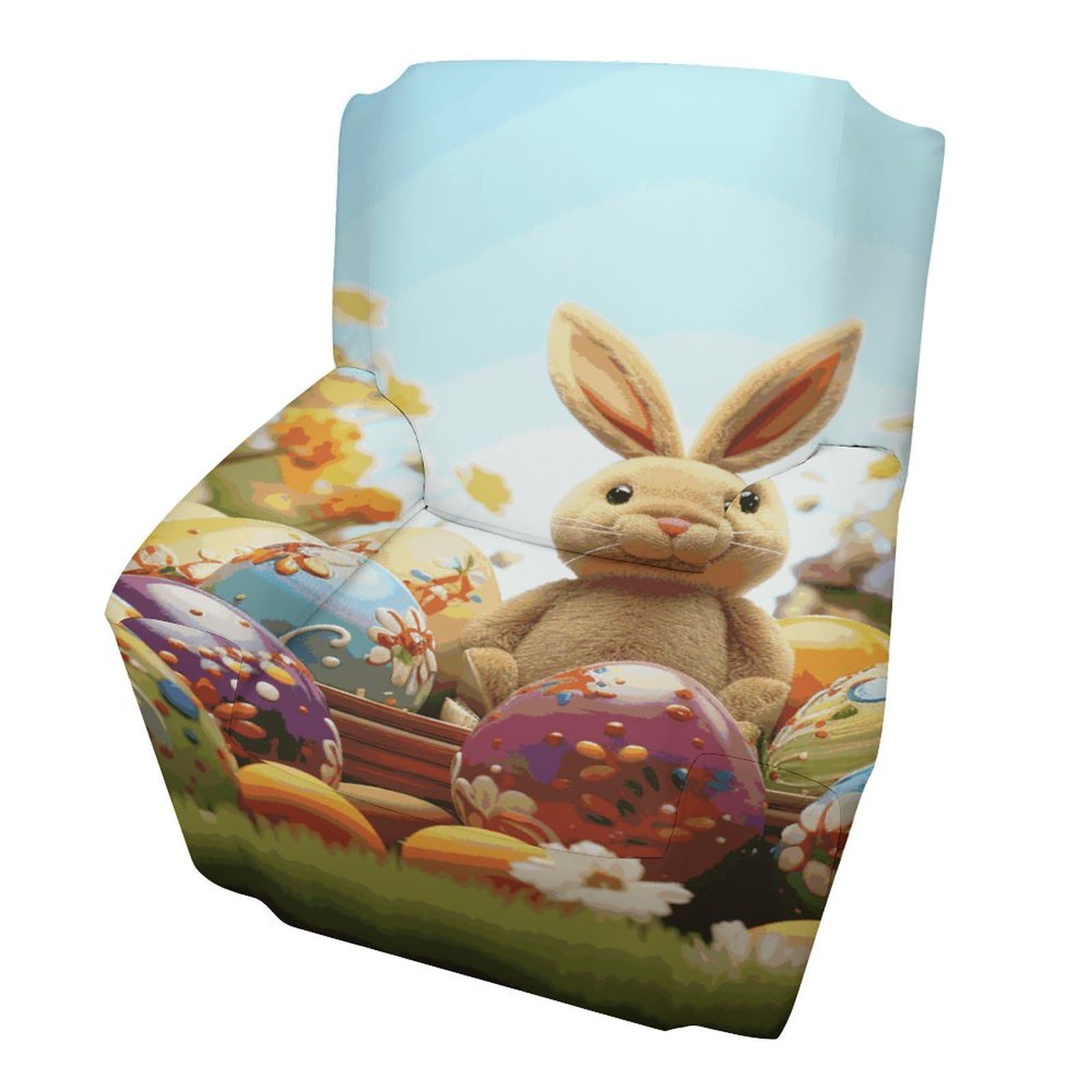 Fodpand Style Easter Colorful Eggs Sofa Cover Soft 1 Seater Sofa Slipcover For Pets Washable,Couch Cover With Elastic Straps Furniture Protector