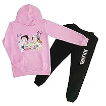 JULGIRL Tuta Bambini, Completo Felpa con Cappuccio e Pantaloni, Set da 2 Pezzi, 3-12 Anni, Cotone, Streetwear Y2K per Ragazze e Ragazzi