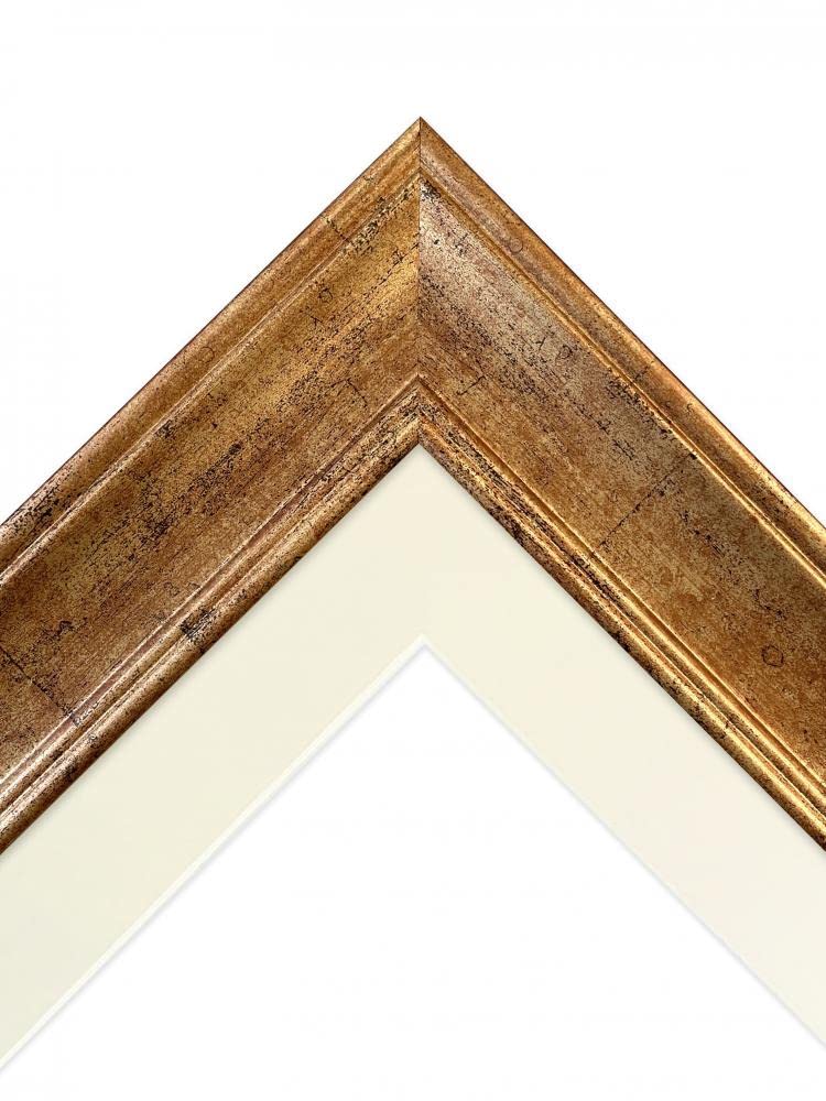 FRAMES BY POST Scandi antyczna złota ramka na zdjęcia z uchwytem w kolorze kości słoniowej, 70 x 24, rozmiar obrazu 61 x 50 cm, szkło plastikowe