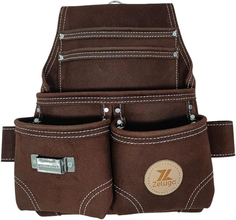 Zeluga 20-530 5 Pocket Heavy Duty Leather Tool Bag, Chocolate