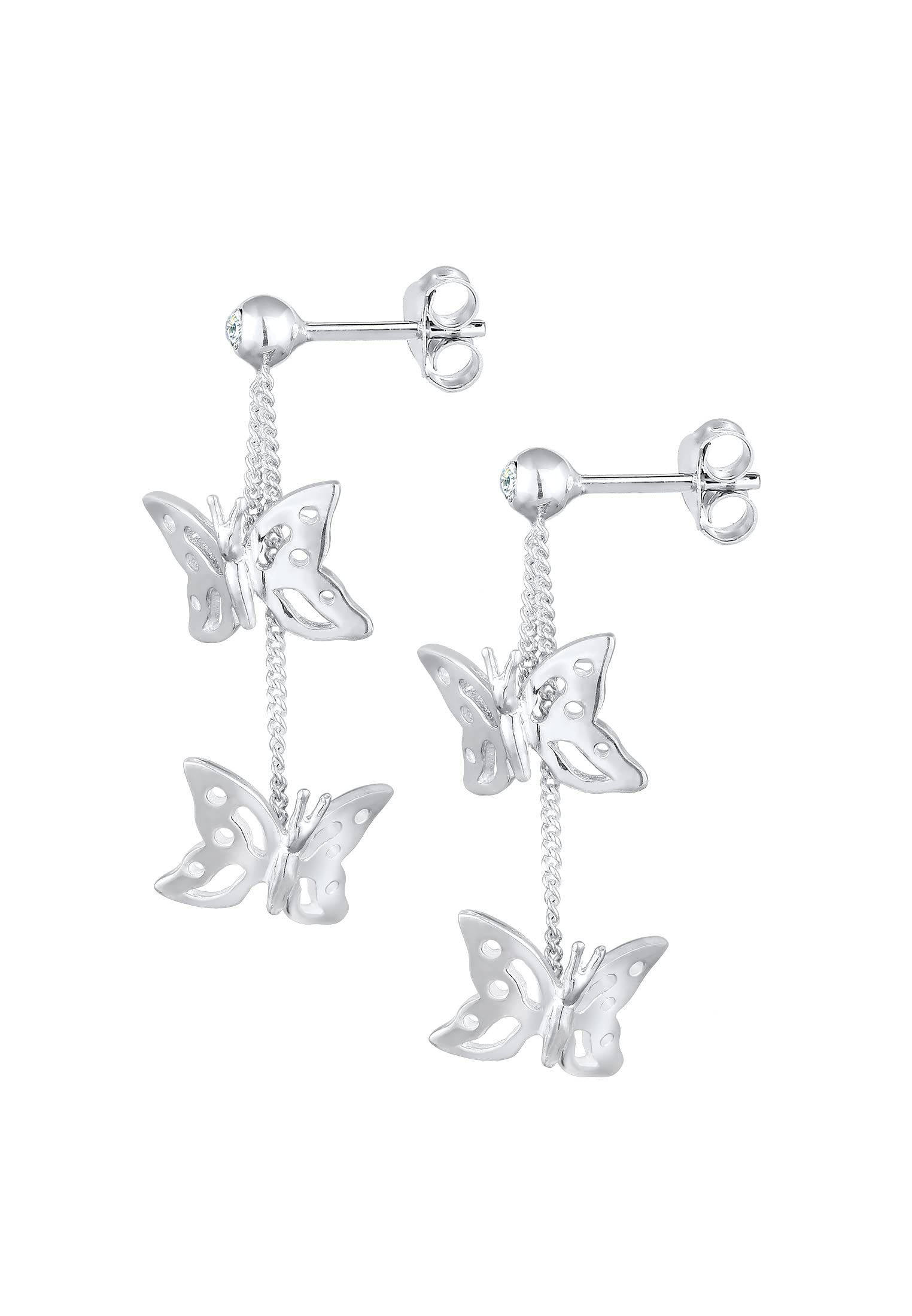 Elli Ohrringe Damen Ohrhänger Schmetterling Natur mit Kristallen 925 Silber