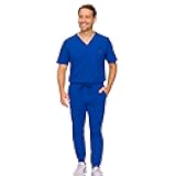 M&M SCRUBS Men's Jogger Scrub Set – Luxe Stretch Medical Uniform, V-Neck Scrubs Top & Jogger Pants