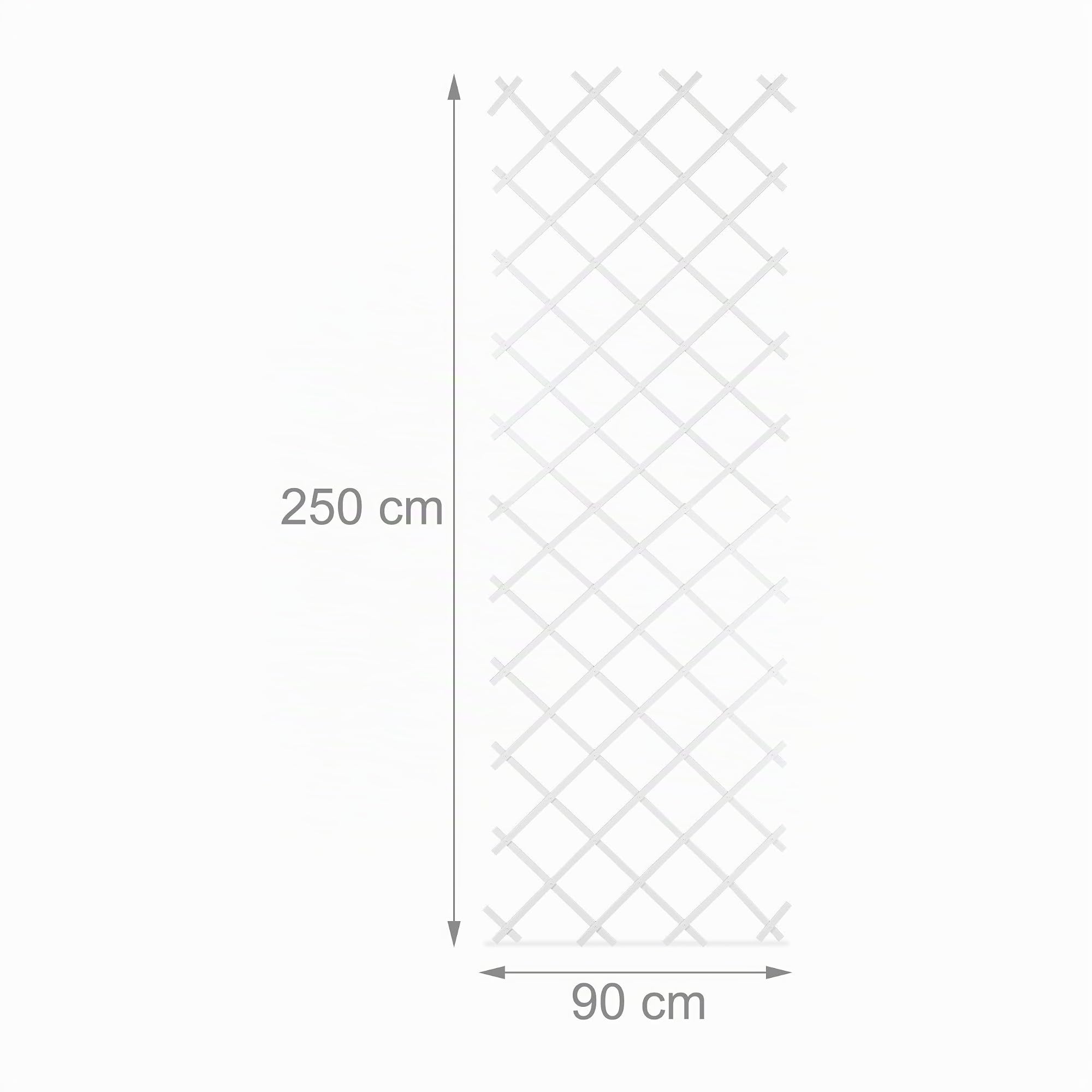 Relaxdays Treillis Extensible, Lot de 3, tuteur Pliable, Jardin, Balcon, terrasse, 250 cm, Plastique, Blanc