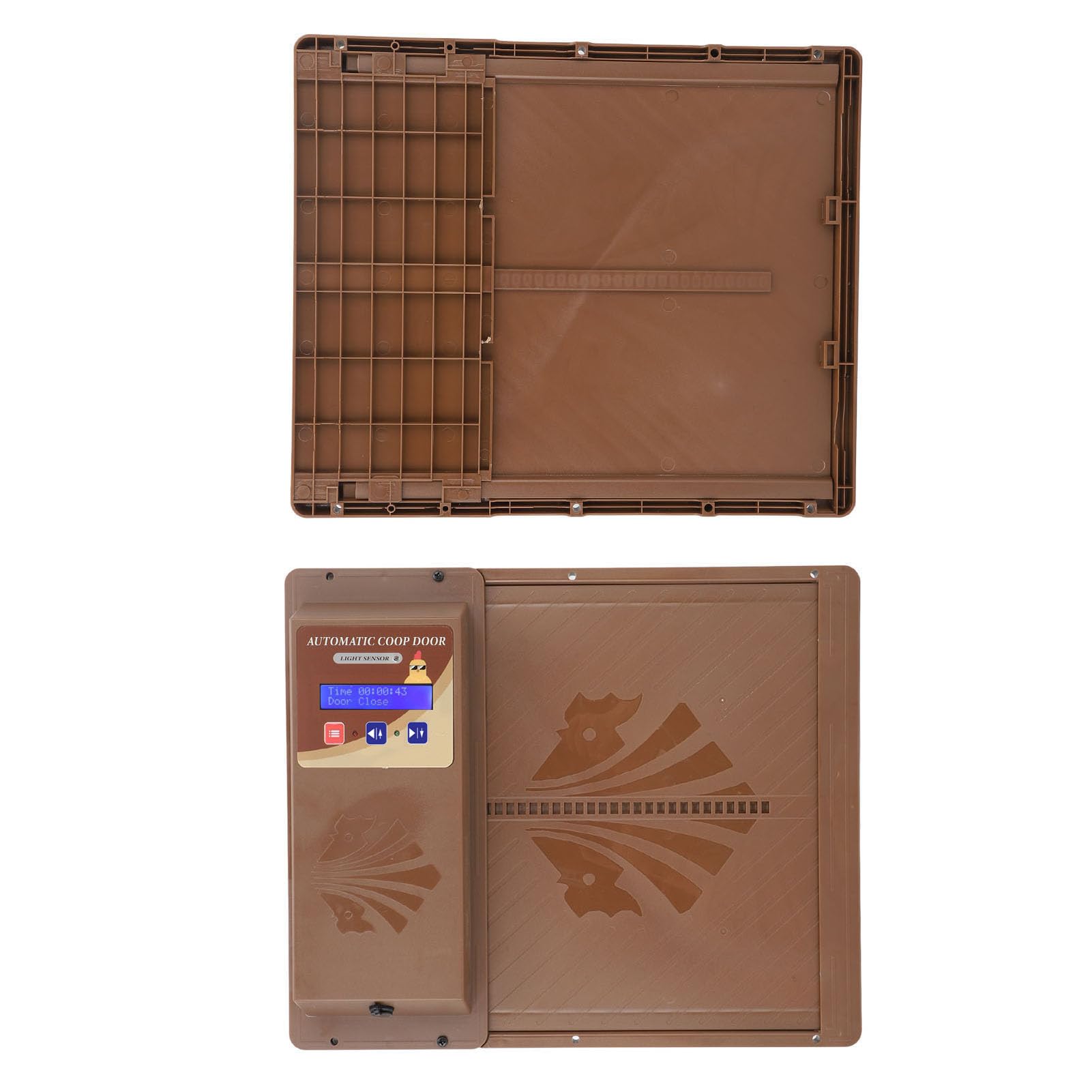 Syrisora Automatischer Hühnerstall-Türöffner mit Timer, Automatischer Hühnerstall-Türöffner, USB, Horizontale Öffnung, Automatischer Hühnerstall-Türöffner mit Timer (Braun)