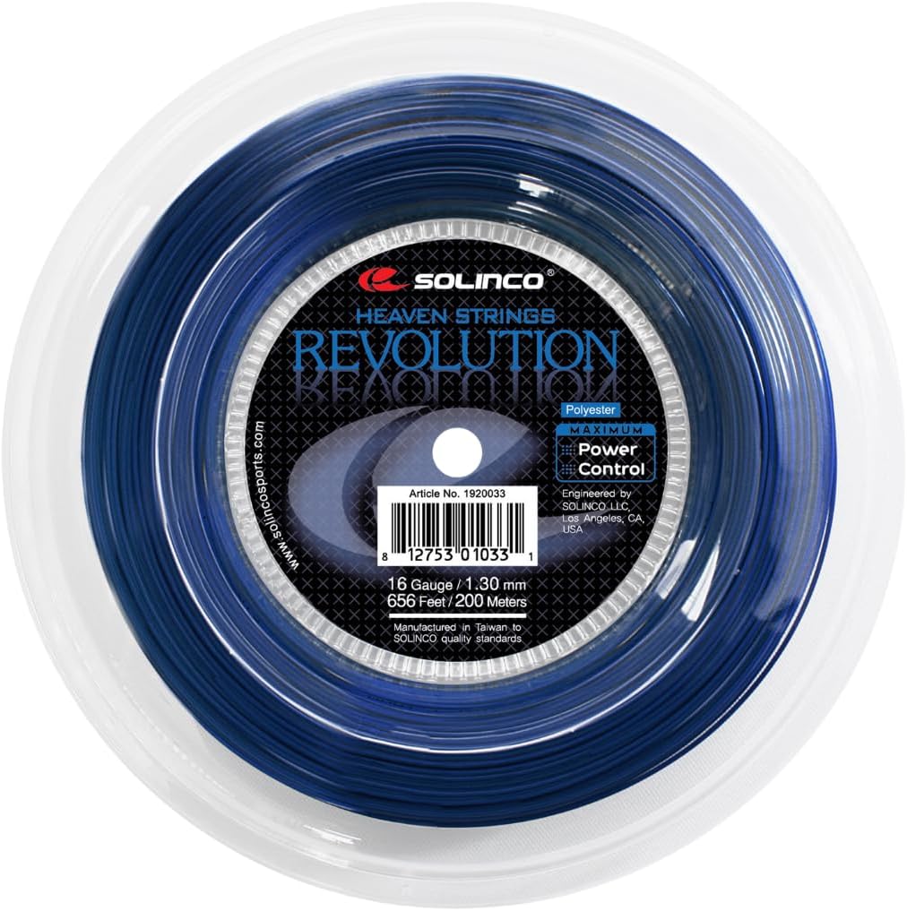 Solinco Revolution Co-Polyester Tennis String Reel 656 ft / 200 m – Maximum Spin, Power & Control – Six-Sided Design, Durable High-Performance Polyester, TruTension Technology