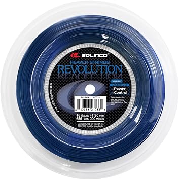 بكرة تنس Solinco Revolution Co-Polyester بطول 656 قدمًا/200 مترًا، أقصى دوران وقوة وتحكم، تصميم سداسي الجوانب، بوليستر متين عالي الأداء، تقنية TruTension