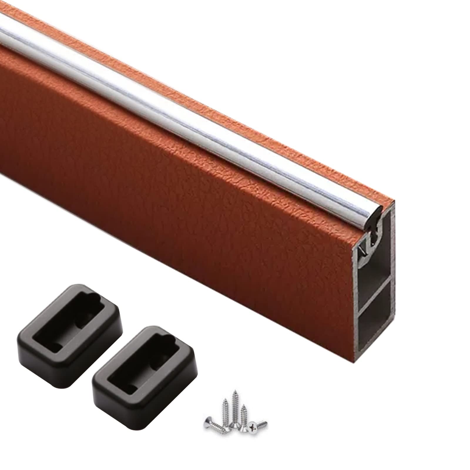 Heavy Duty Curtain Rod for Small Window/Shower,Modern Closet Rod with Brackets Kits, Leather Hanging Garment Pole for Checkroom Cabinet Wardrobe(130cm/51.2 in)