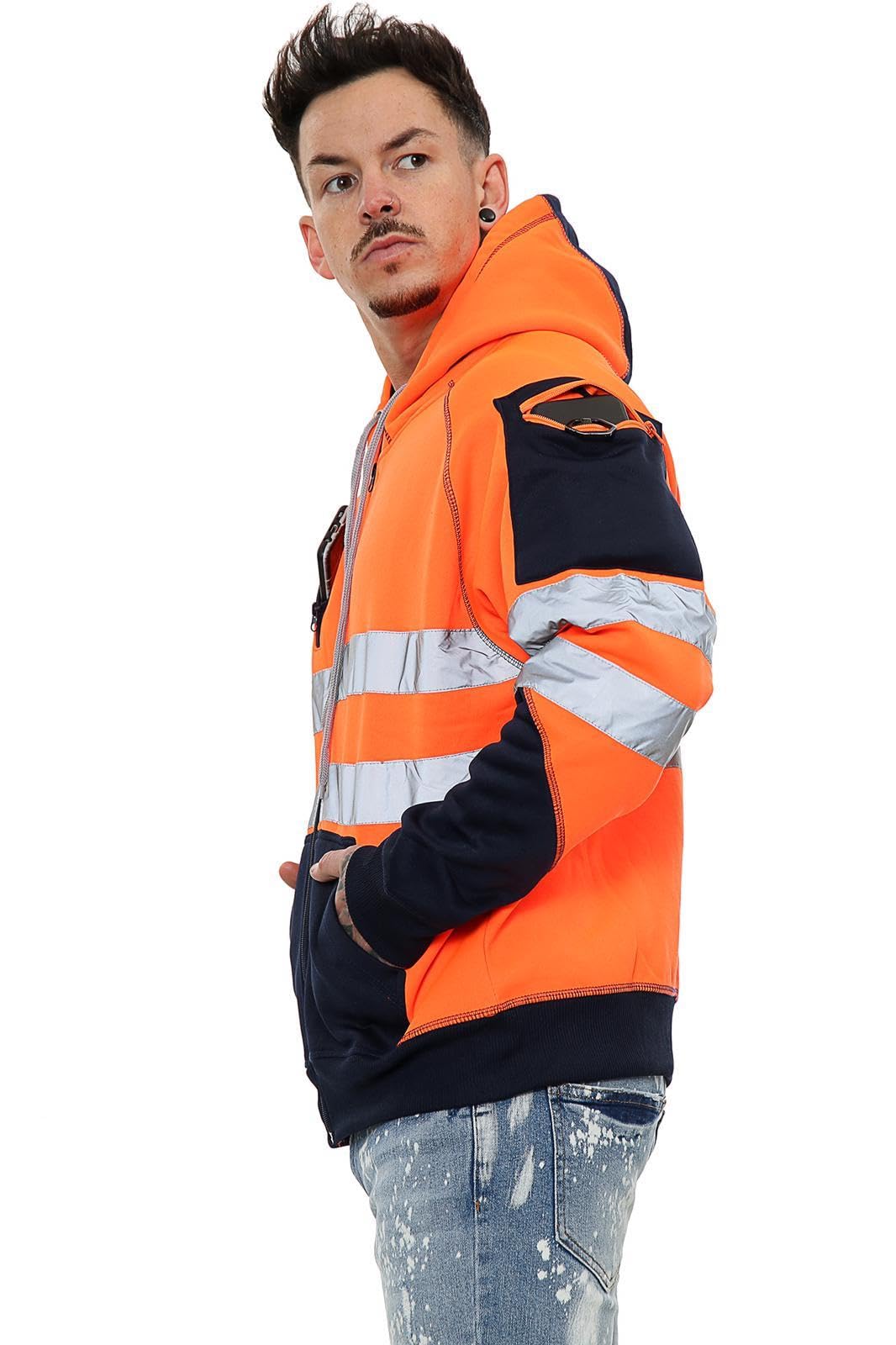 Janisramone – Sweat à capuche polaire réfléchissant haute visibilité pour homme et garçon