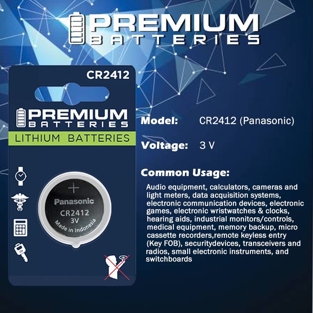 Premium CR2412 Battery Lithium 3V Coin Cell - Japanese Engineered High Capacity Batteries (1 Pack)