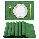 Vinyl Placemats Set of 6 - Easy Clean Modern Durable Washable Vinyl Place Mats - Heat Resistant Non...