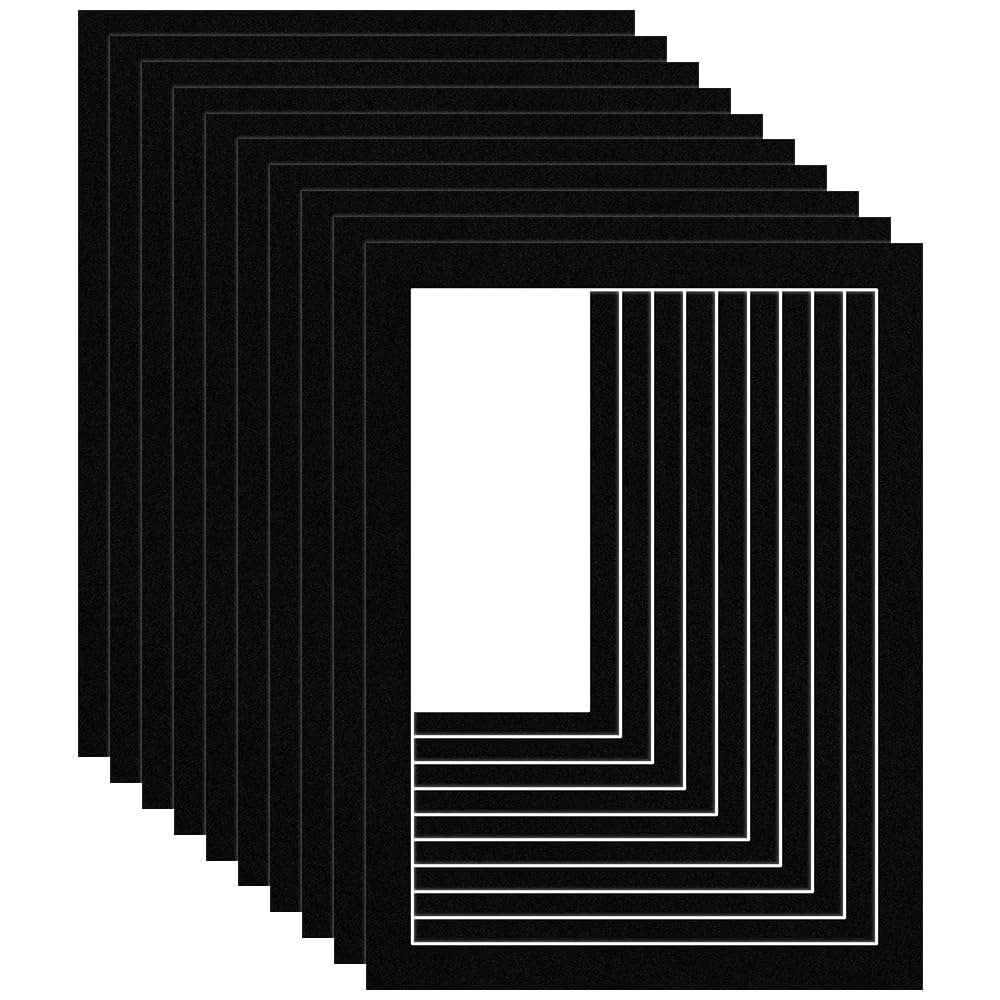 Procut Global 8x6" Black Picture Mounts Board to Fit 7x5" Aperture Size - Photo Mount Card Ideal for Prints, Artwork, Crafts & Certificates - Sizes & Colors Available - Pack of 10 โ image 1