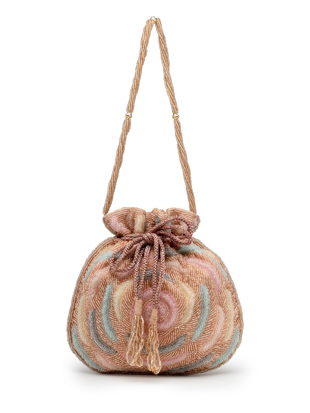 Dangle Rose Embellished Faux Silk Potli-image-42