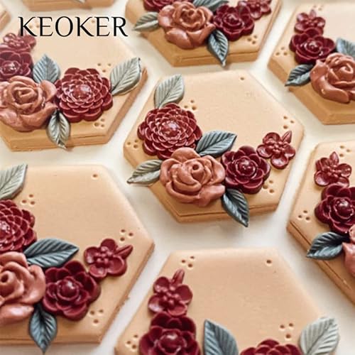Keoker Flower Polymer Clay Molds - 4 Pcs Flower & Leaf Polymer Clay Molds For Jewelry Making, Daisy Miniature Clay Molds, Polymer Clay Molds For Polymer Clay Earrings Decoration (Mini Flower & Leaf) #TOP1