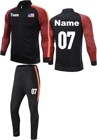 Custom Sweatsuits Track Jackets and Pant Tracksuit Soccer Jersey for Mens | Personalized Logo Workwear Lightweight Zipper Coat Adults Youth