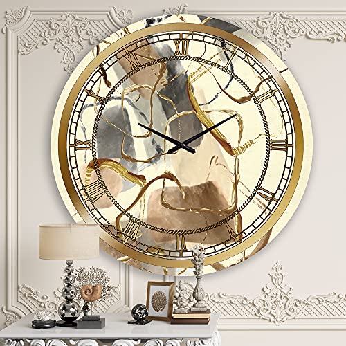 Design Q Glam Wall Clock 'Gold Glam Squares VIII' Abstract Large Wall Clock for Office Decor