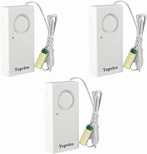 Topvico Water Leak Sensor Detector Flood Alarm for Basement 120dB Work Alone Battery Operated 3 Packs