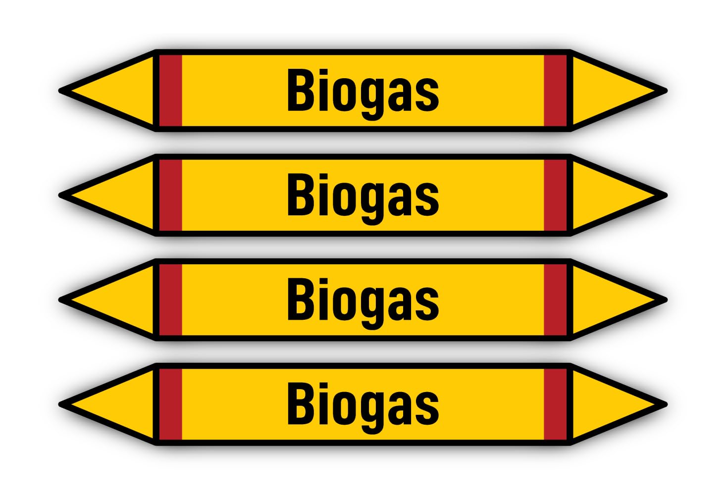 Havati Flammable Gases: Biogas Stickers: 300 X 45 Mm, Pack Of 4, Group 4, Flammable Gases, Pipeline Marking, According To Din 2403, Language: German, Biogas