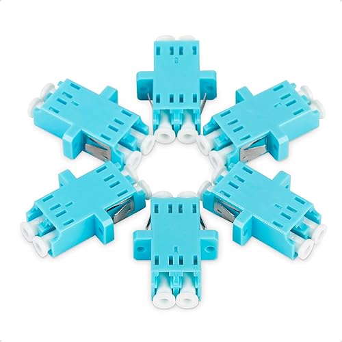 Cable Matters Paquete de 6, LC a LC UPC dúplex OM3/OM4 adaptador de fibra óptica multimodo, acoplador de fibra LC OM3/OM4