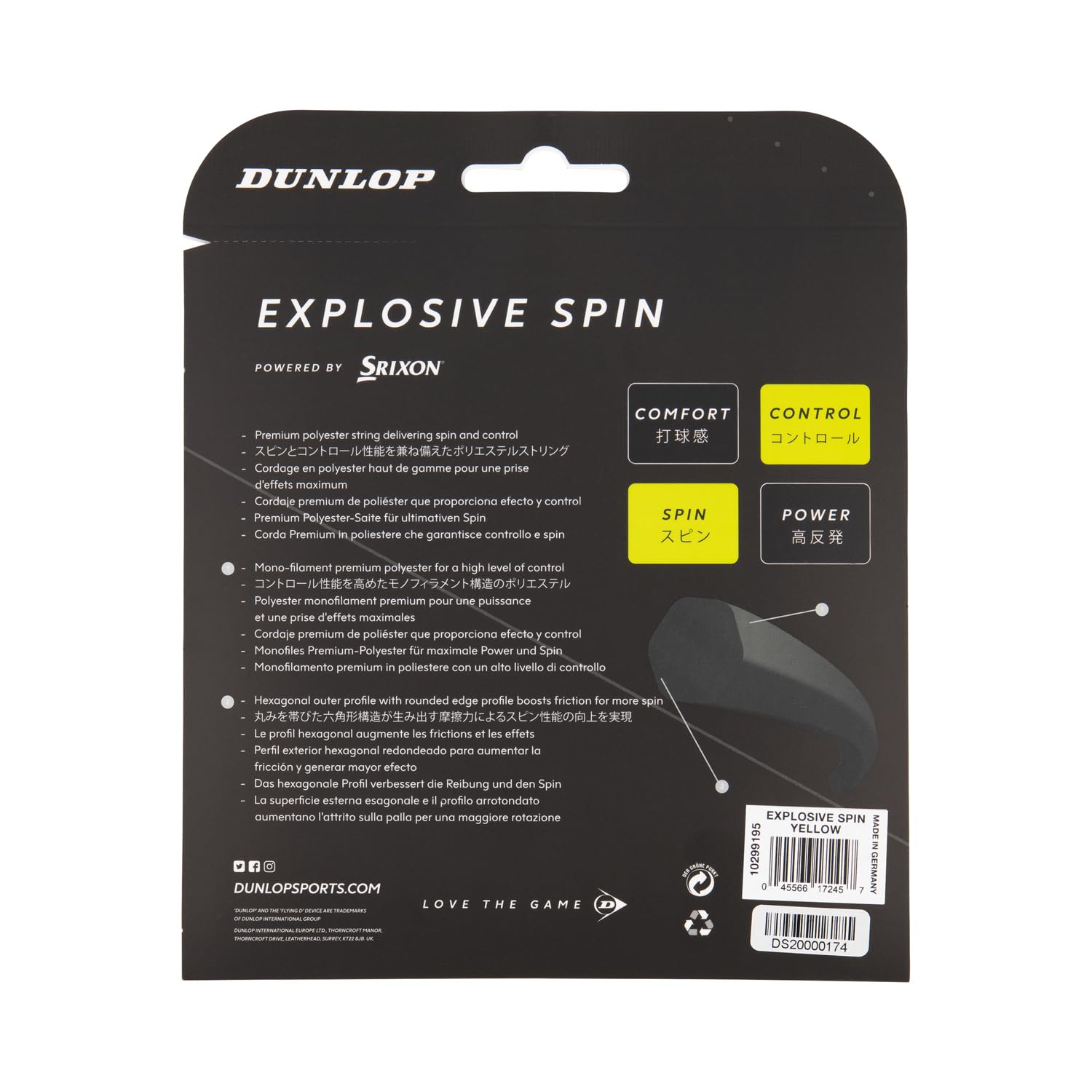 Dunlop, Corda da Tennis Explosive Spin (Set da 40 m e mulinelli da 660 ')