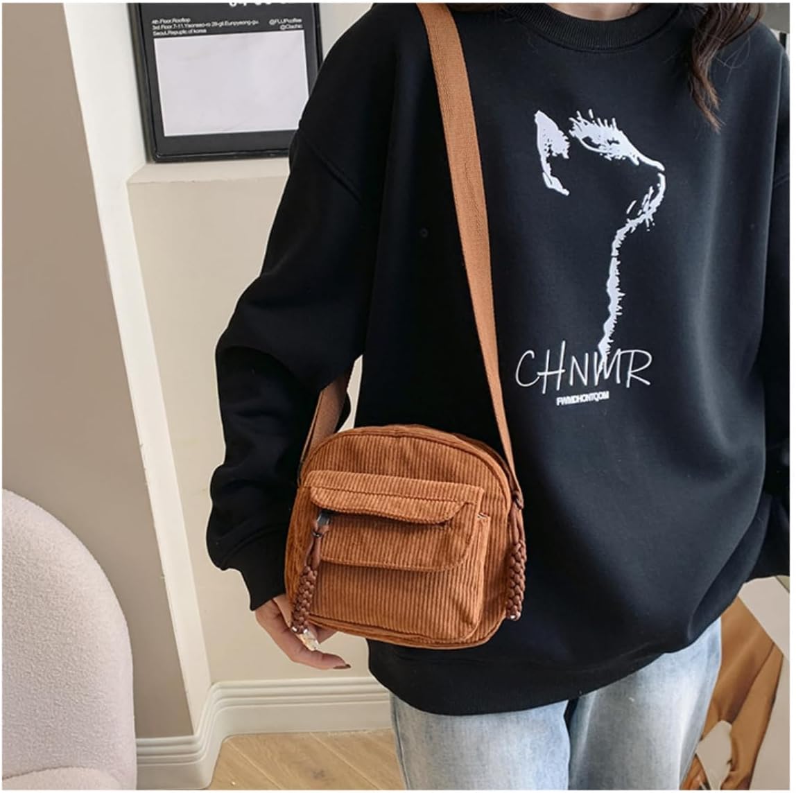 Cute Corduroy Crossbody Bag for Women Shoulder Bag Fashion Aesthetic Small Wallet Bag Adjustable Strap - Image 2