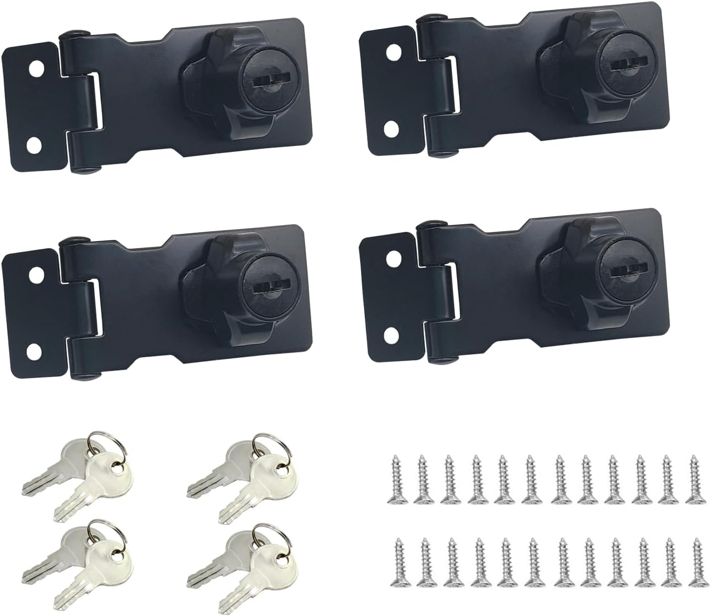 Keyed Hasp Door Latch Lock 4 Pack 2.5 Inch Twist Knob Key