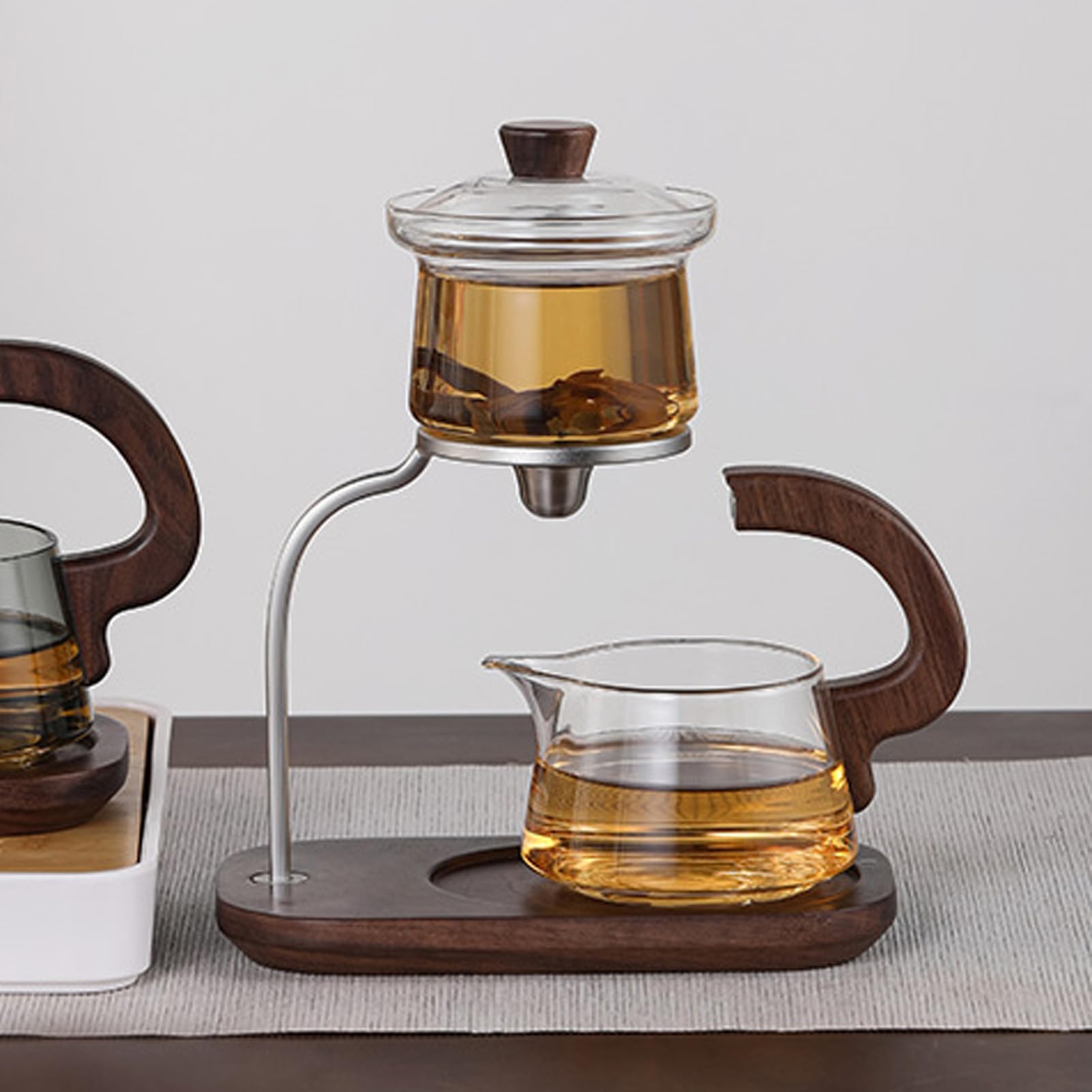 Lazy Kungfu Drip TeaPot, Półautomatyczny szklany zestaw do herbaty, Półautomatyczny zaparzacz do herbaty Lazy Teapot Kungfu Tea Set, Żaroodporny zestaw do herbaty do