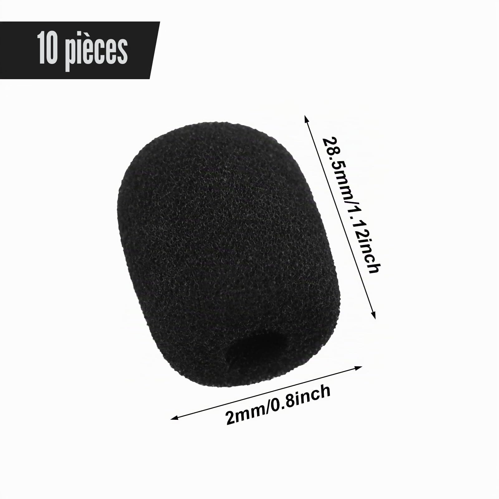 10 packs de coussinets en mousse pour micro de casque, protection en mousse pour micro, mini bonnettes en mousse à savon, protection en mousse noire, nouveaux cadeaux pour emploi (Noir)