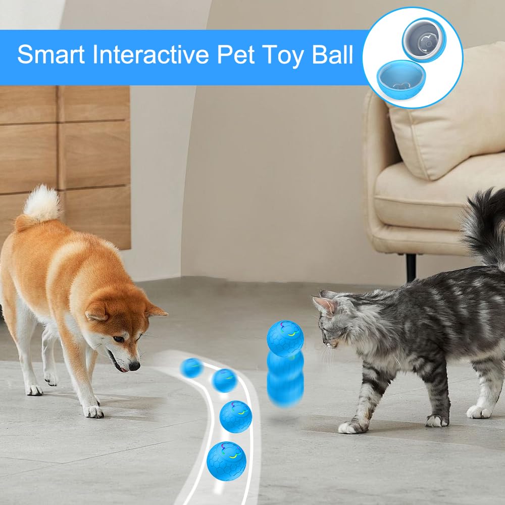 KUWUNG Interactive Dog Ball, 6cm Electric Moving Dog Ball with USB Charge Cable - Image 4