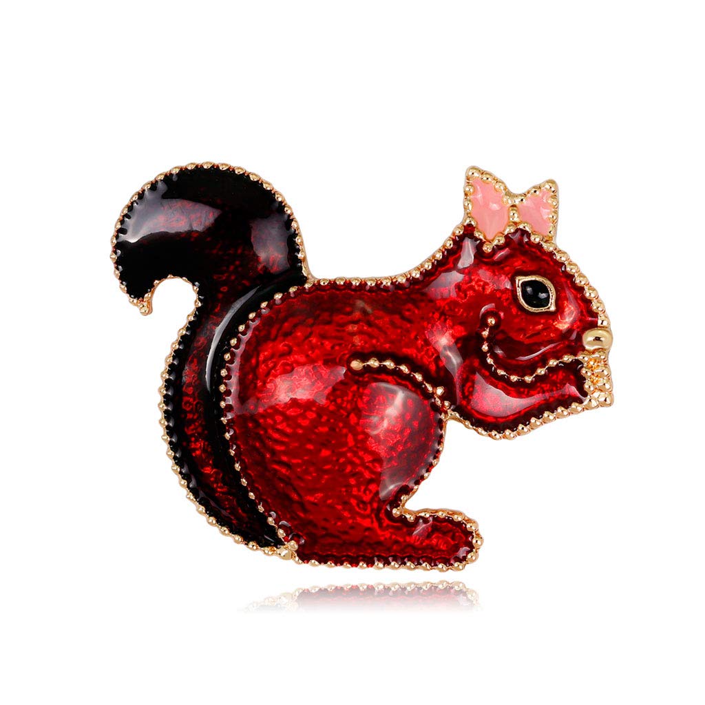 JUNESUNBrooch-enamel Squirrel Brooch Animal Enamel Creative Women Jewelry Pin Badge Scarf Pins Gifts