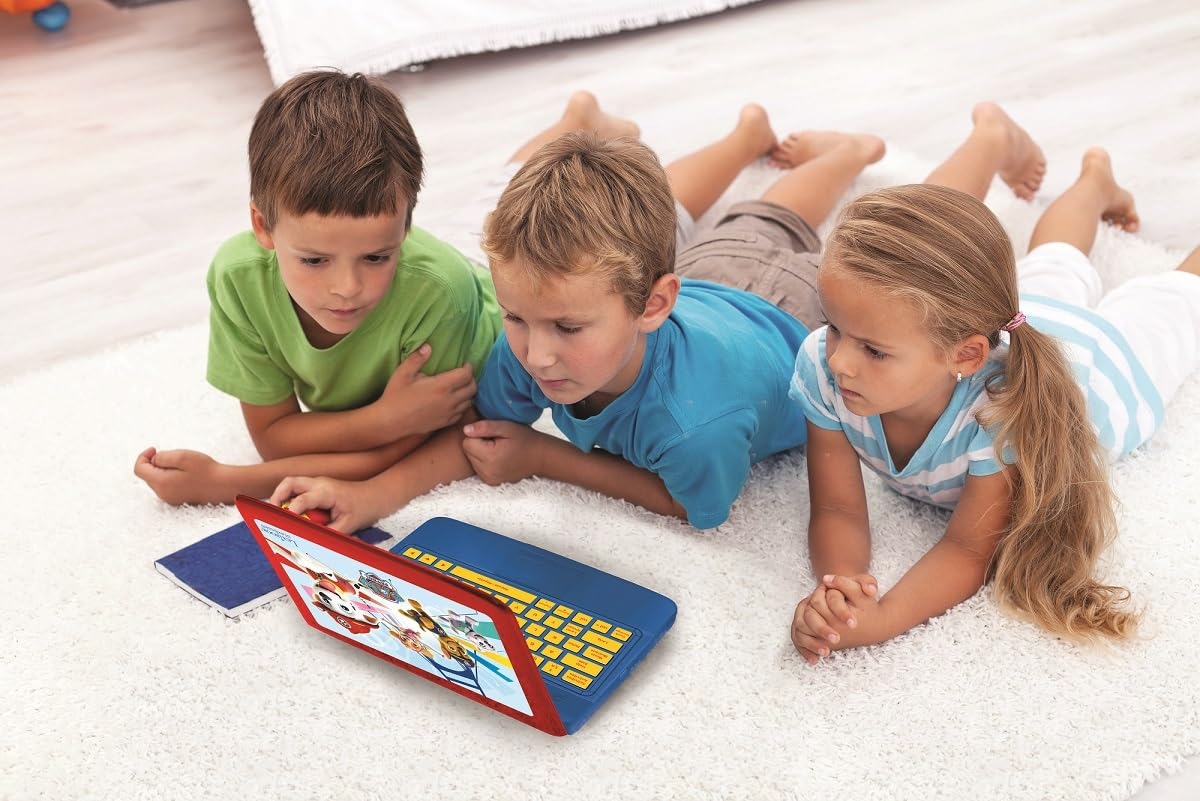 LEXIBOOK - Paw Patrol Paw Patrol - Computer portatile educativo e bilingue spagnolo/inglese - Giocattolo per bambini con 124 attività per l'apprendimento, blu/rosso, JC598PAi2LXB