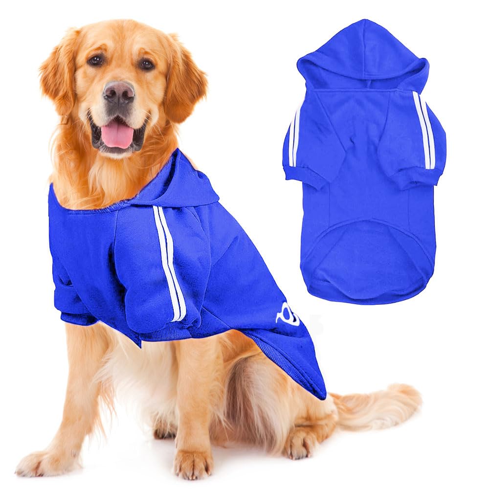 Voarge Dog Warm Hoodies Coat, Winter Clothing, Large Dog, Button Design Dog Hoodie, Dog Jumper Large Dogs, Dog Coat (Blue, 5XL)