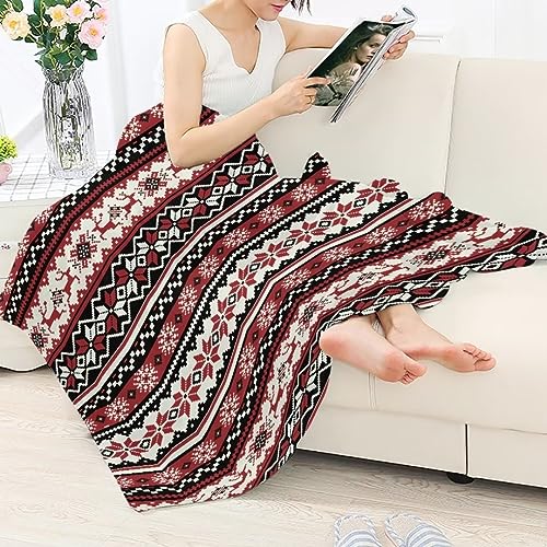 Jeiento Christmas Throw Blanket Santa Claus Reindeer Fleece Blanket Pink Floral Blankets/Bedcovers/Bedspread/Throws for Women Men Couch Travel Sofa - Image 4