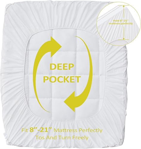 Miniatura 6 de Topmiss Cubrecolchón Queen para personas que duermen con calor, ultra suave y transpirable, relleno de fibra de soja natural con bolsillo protector