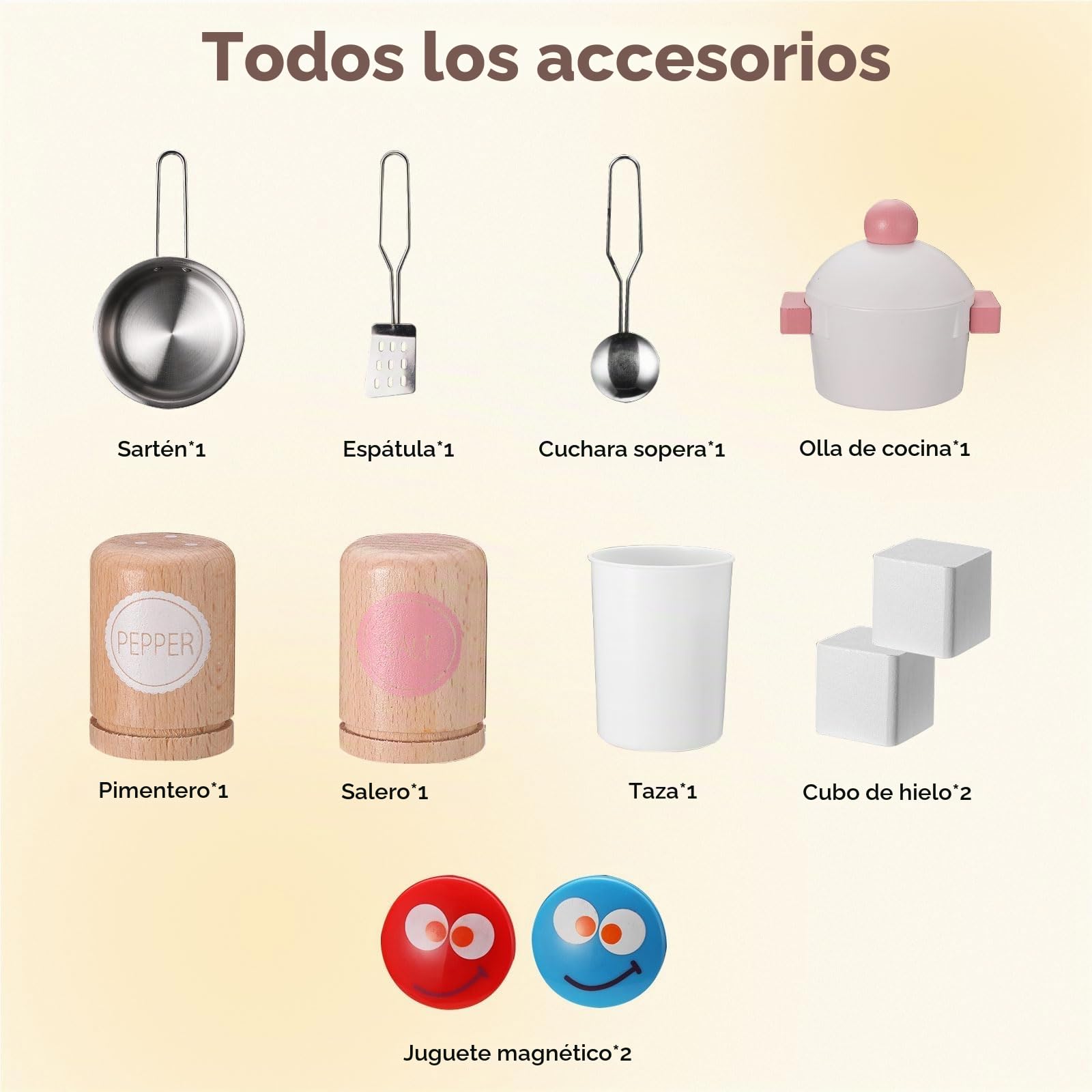 SainSmart Jr. Cocina de juguete de madera para niños – Juego de cocina de alta calidad para niños pequeños – Incluye estufa, nevera y accesorios para niños y niñas, color blanco