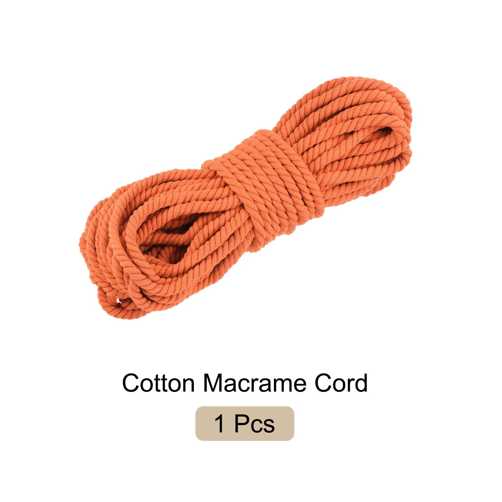 0.5 Pulgadas 98 Pies Cordón De Macramé, Cordón De Algodón Cuerda Hilo 3 Hebras Trenzado Grueso Cordón De Macramé [para Manualidades Colgadores De Plantas] - Naranja
