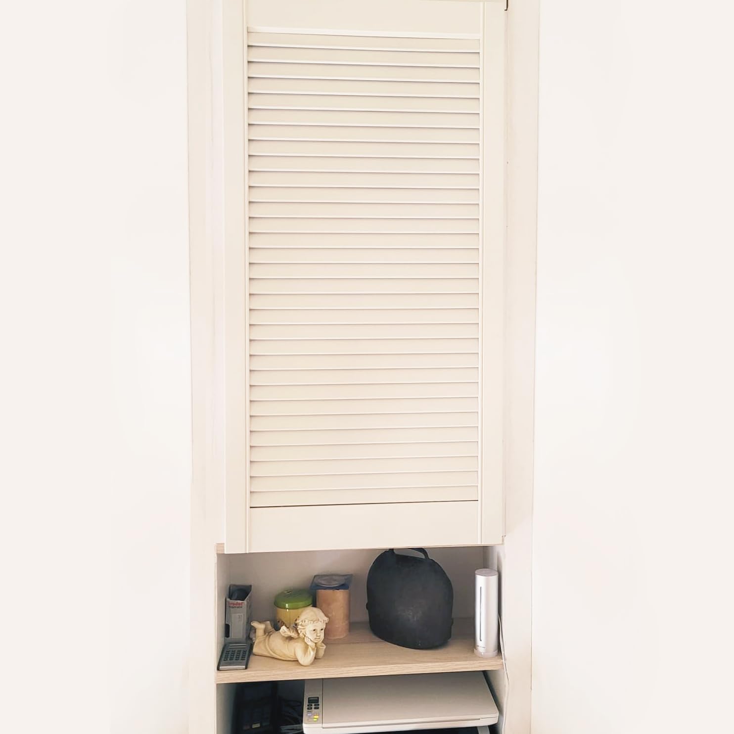 Onlywood Antine in Legno Massello - Sportello in Legno struttura a Persiana - Ante per cucina muratura o per creare mobili fai da te (bianco, 594 x 720 h. mm)