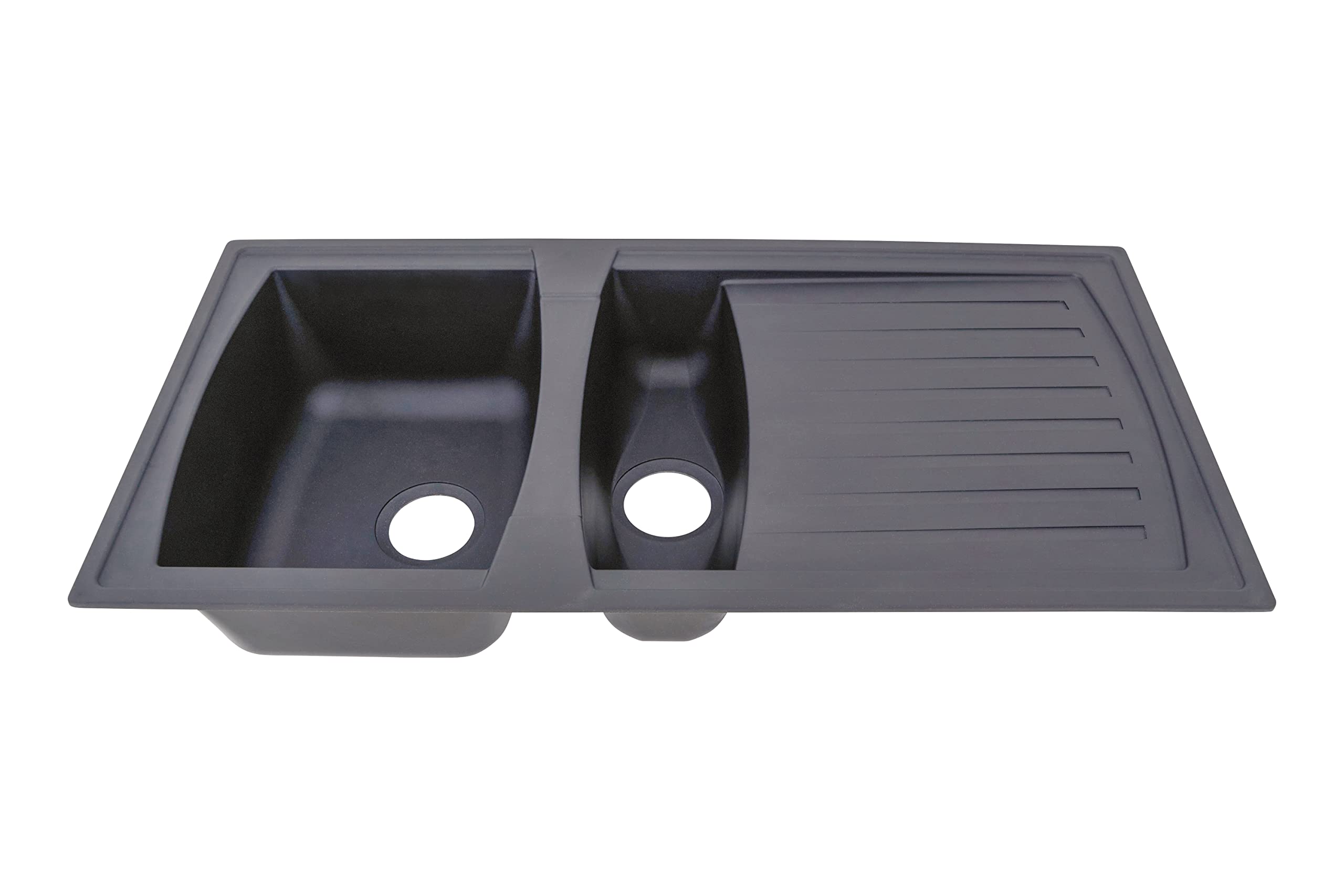 Respekta Évier minéralite en gris béton/Évier encastré 1,5 bac en 100 x 50 cm/Lavabo adapté pour les meubles sous évier dès 60 cm de largeur