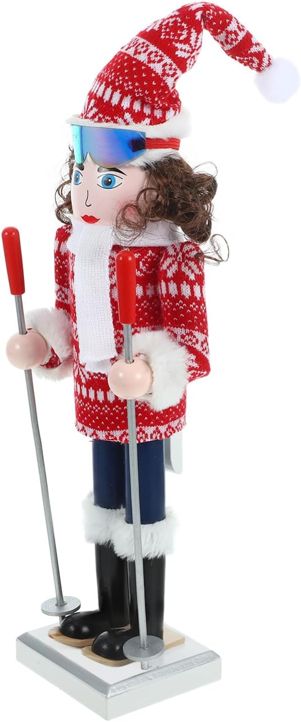 Cabilock Wooden Nutcracker Girl Scarf Xmas Tabletop Ornament for Holiday Decor Cute Nutcracker Decoration for Christmas Parties and Festive Celebrations