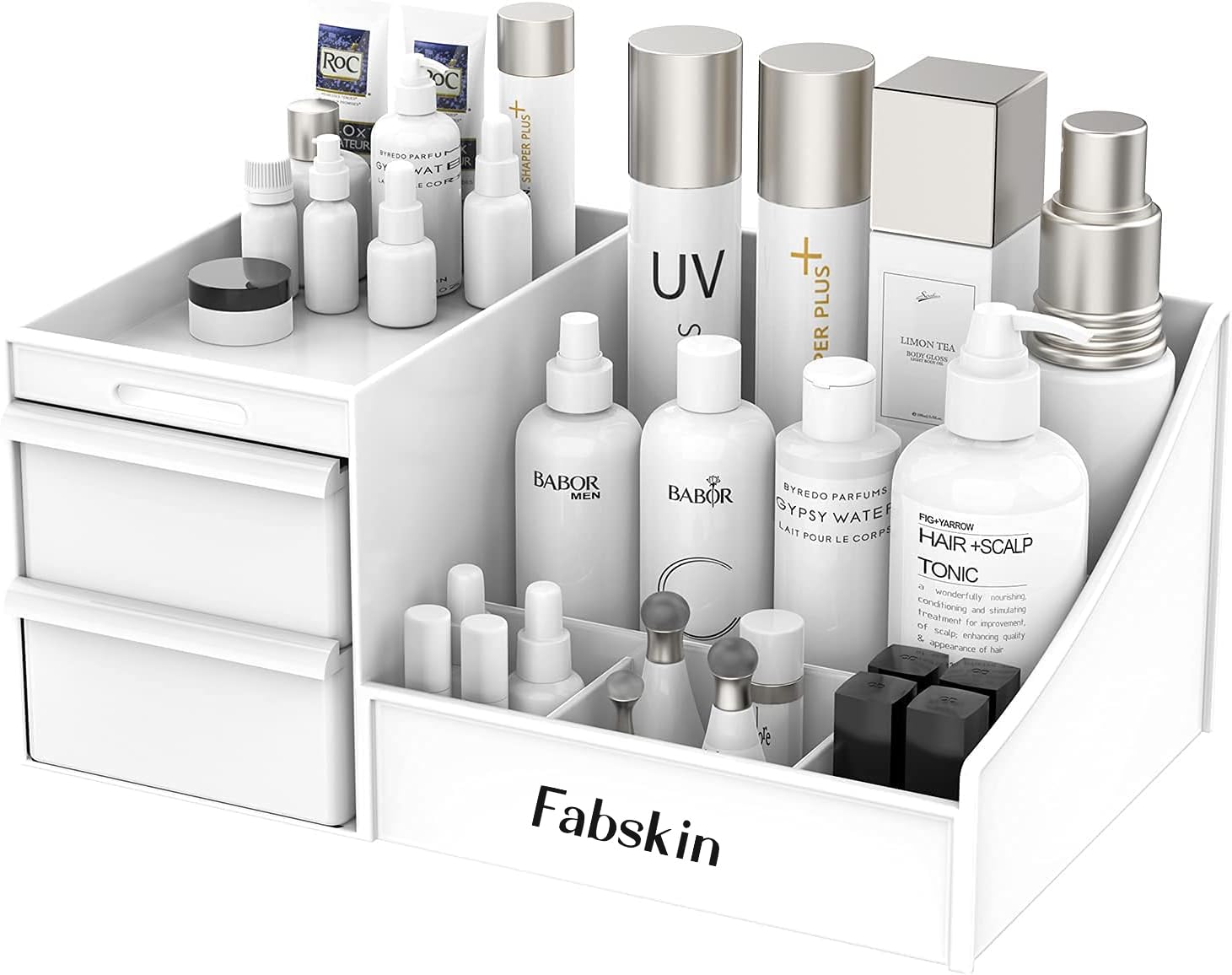 FABSKIN Makeup Organizer Cosmetic Storage Box Stand for Women | Countertop Cosmetics Organiser Display Case for Dressing Table | Vanity storage Holder Box | White-image-31