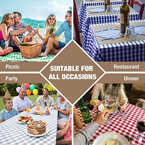 VEEYOO Spillproof Checkered Tablecloth Polyester Stain Resistant Wrinkle Free and Waterproof Table Cloth for Outdoor Picnic,Party, Home Dinner (Rectangle Tablecloth, Black & Red, 60x102 inch)