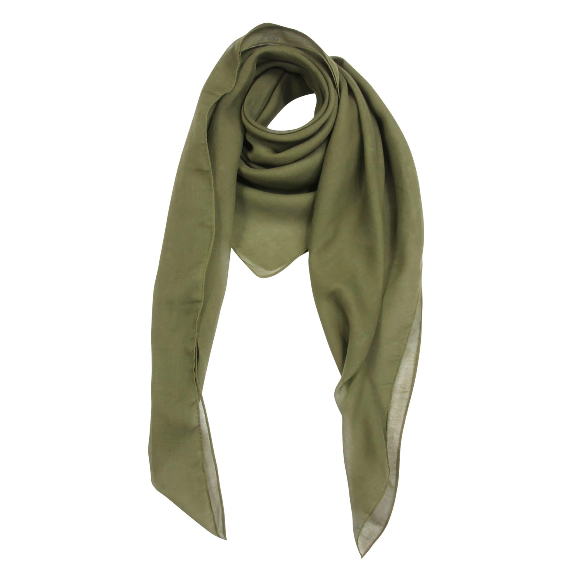 Freak Scene Unisex Green Cotton Scarf - Olive - Squared Kerchief