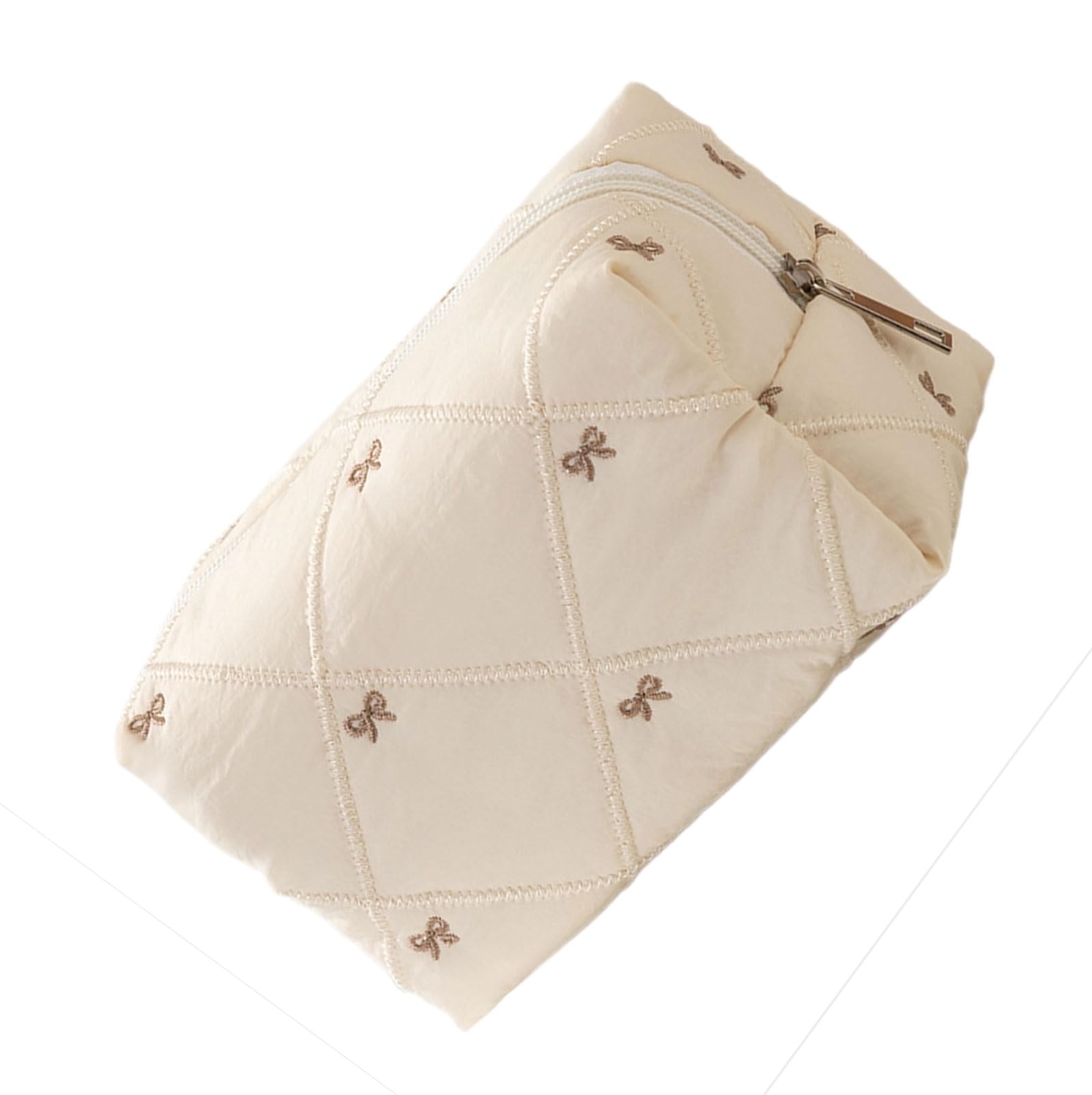 Lerpwige Spacious Waterproof Polyester Travel Toiletry Bag Featuring Elegant Bowknot Quilting Designs and Multiple Compartments Large Capacity Cosmetic Bag