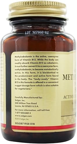 Miniatura 4 de Solgar Metilcobalamina (vitamina B12) 5000 Mcg, 60 pepitas, 60 unidades (paquete de 12)