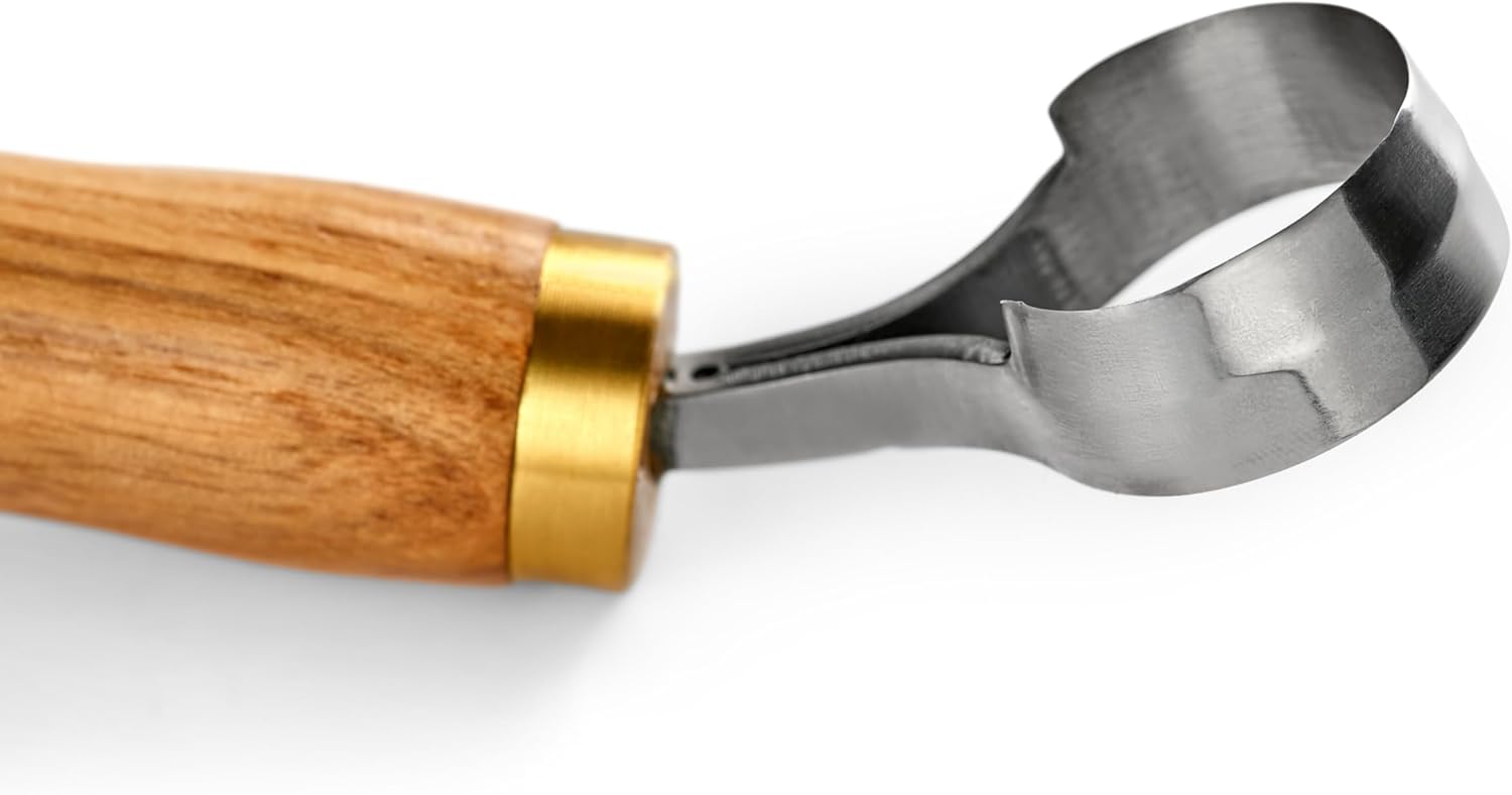 Wood Carving Scorp Knife. Round Carving Tool for Spoons, Bowls and Cups. Wood Carvers Rounded Hook Knife Spoon carving knife. (ANGLED)