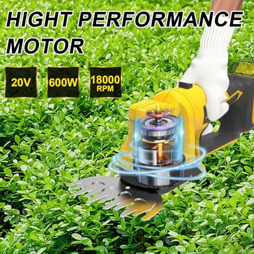 2 in 1 Cordless Hedge Trimmer Grass Shear Compatible with Dewalt 20V Battery, Handheld Grass Cutter Bush Trimmer Grass Shears Electric Grass Trimmer with 2 Blades for Yard Garden, Shrub, Lawn - Image 2