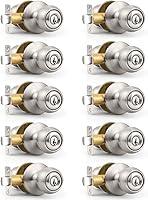 Probrico 10 Pack Keyed Alike Entry Door Knobs Locks, Brushed Nickel Finish, Same Key Interior Exterior Doors